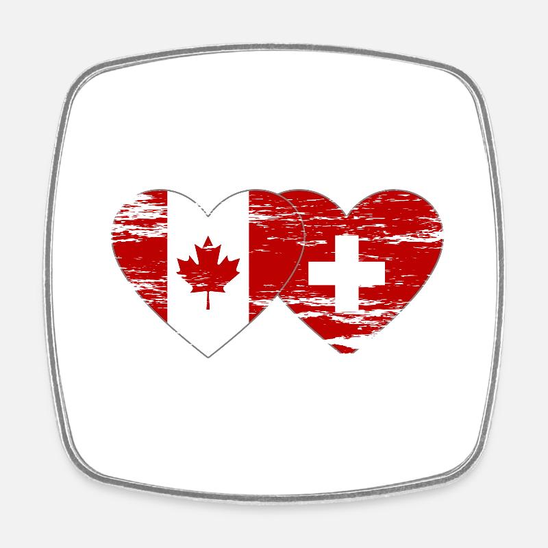 Canada Suisse Drapeau Coeur Utilisé - Magnet carré - blanc