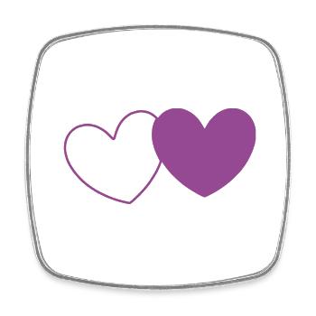 Coeur Violet 2 Coeurs Saint Valentin - Magnet carré - blanc - Devant