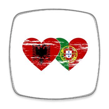 Albanie Portugal Drapeau Coeur Utilisé - Magnet carré - blanc - Devant