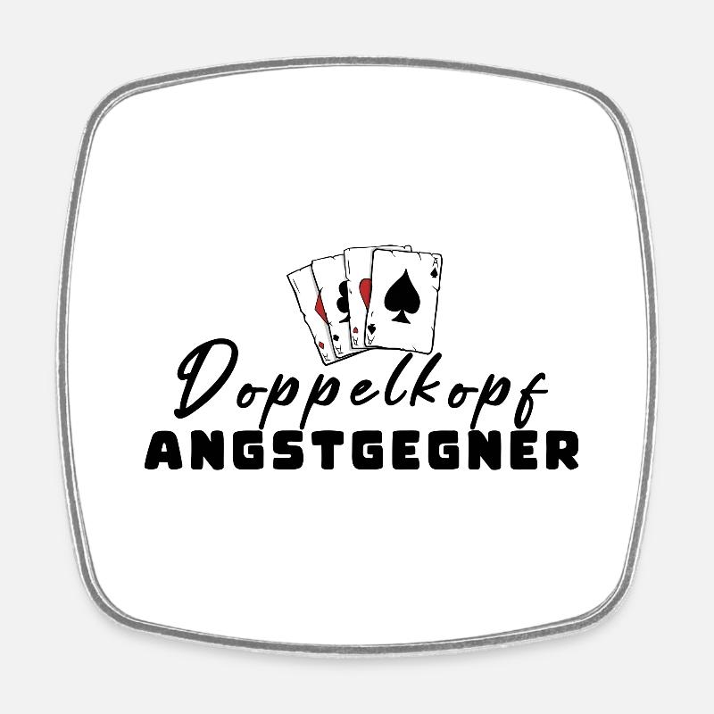 Doppelkopf Angstgegner - Viereckiger Kühlschrankmagnet - Weiß