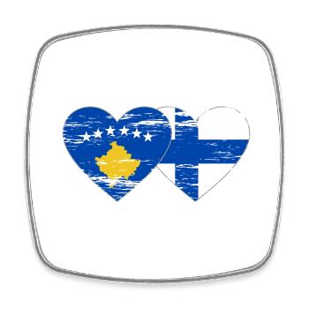 Kosovo Finlande drapeau coeur utilisé - Magnet carré - blanc - Devant