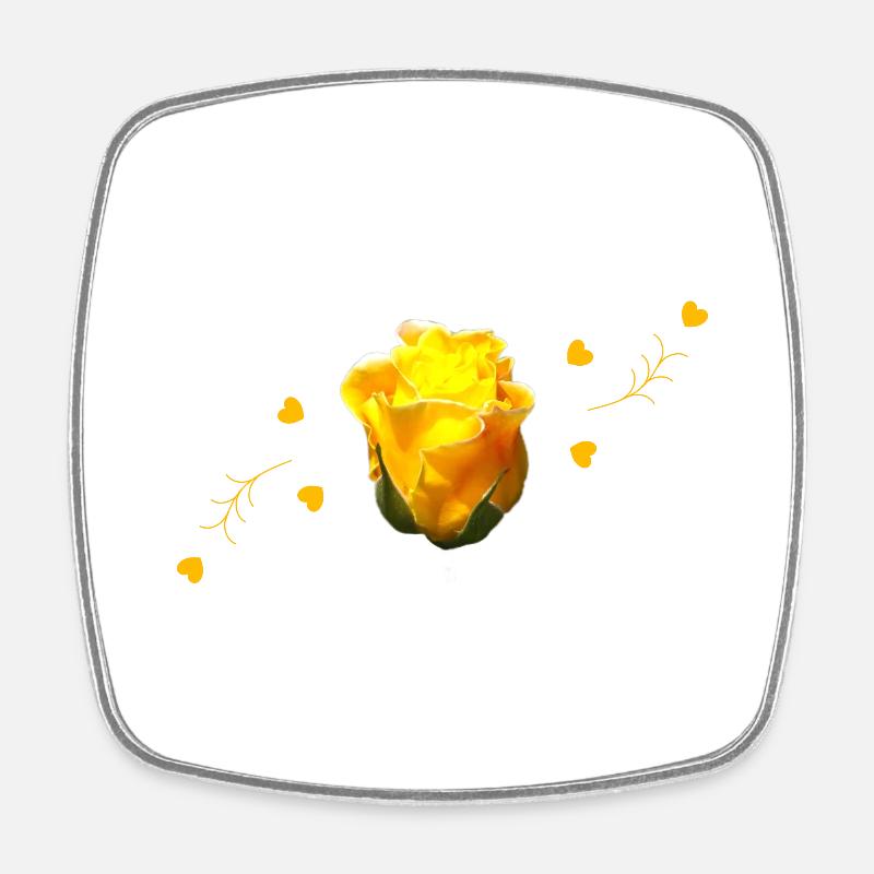 rose yellow rose - Square fridge magnet - white