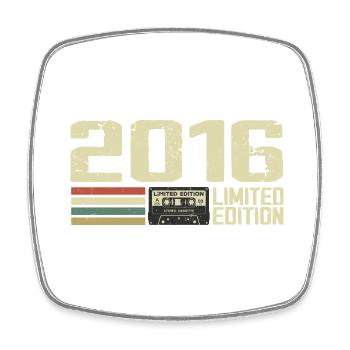 Né en 2016 - Vintage 2016 - 8e Anniversaire Rétro - Magnet carré - blanc - Devant