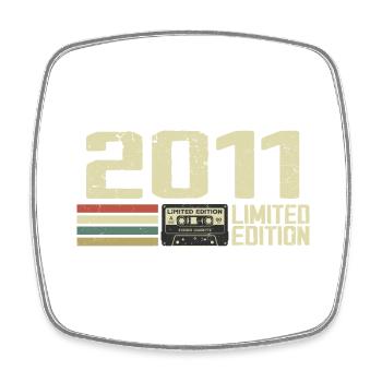 Jahrgang 2011 - Jahrgang 2011 - 13-jähriges Jubiläum Retro - Viereckiger Kühlschrankmagnet - Weiß - Vorne