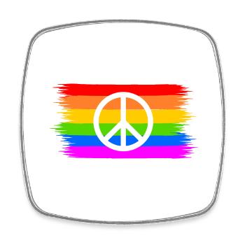 Signe de paix sur la bannière arc-en-ciel LGBT - Magnet carré - blanc - Devant