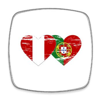 Peru Portugal Flag Heart Used - Square fridge magnet - white - Front