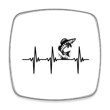 Heartbeat for zander and predatory fish Sport fishing - Square fridge magnet - white - Front