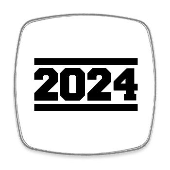 2024 - Viereckiger Kühlschrankmagnet - Weiß - Vorne