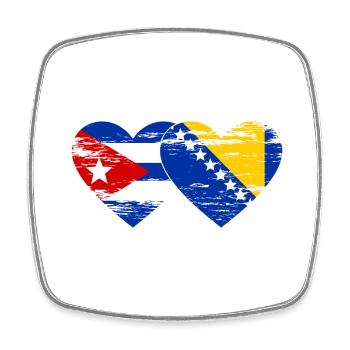 Kuba Bosnien Flagge Herz used - Viereckiger Kühlschrankmagnet - Weiß - Vorne