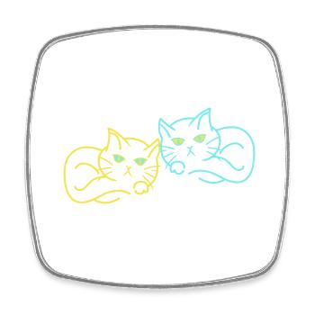 Retro Katzen müde 80er 90er Vintage Katze - Viereckiger Kühlschrankmagnet - Weiß - Vorne