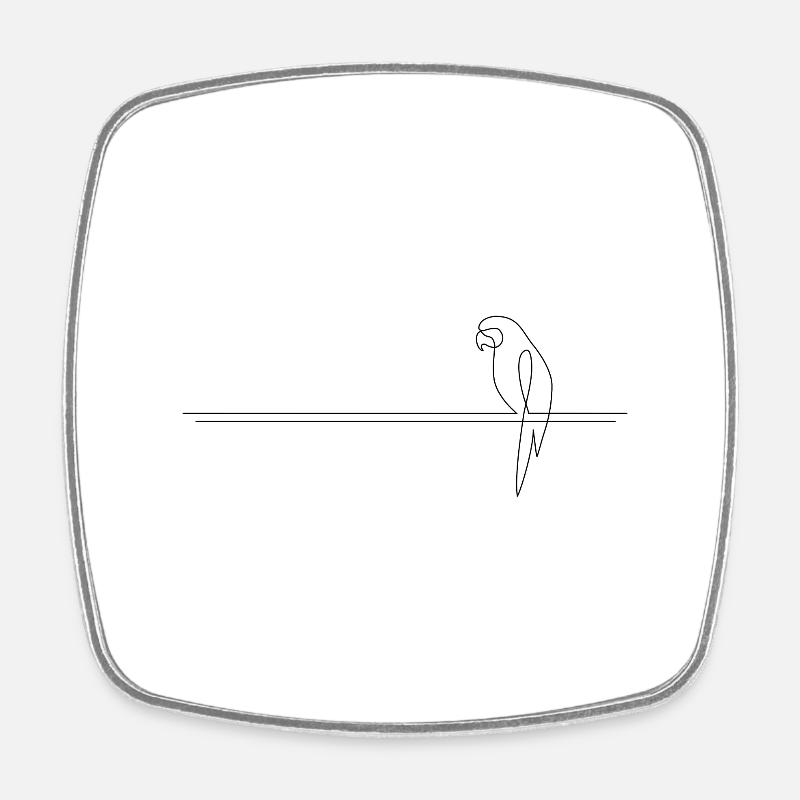 Parrot on the line - Square fridge magnet - white