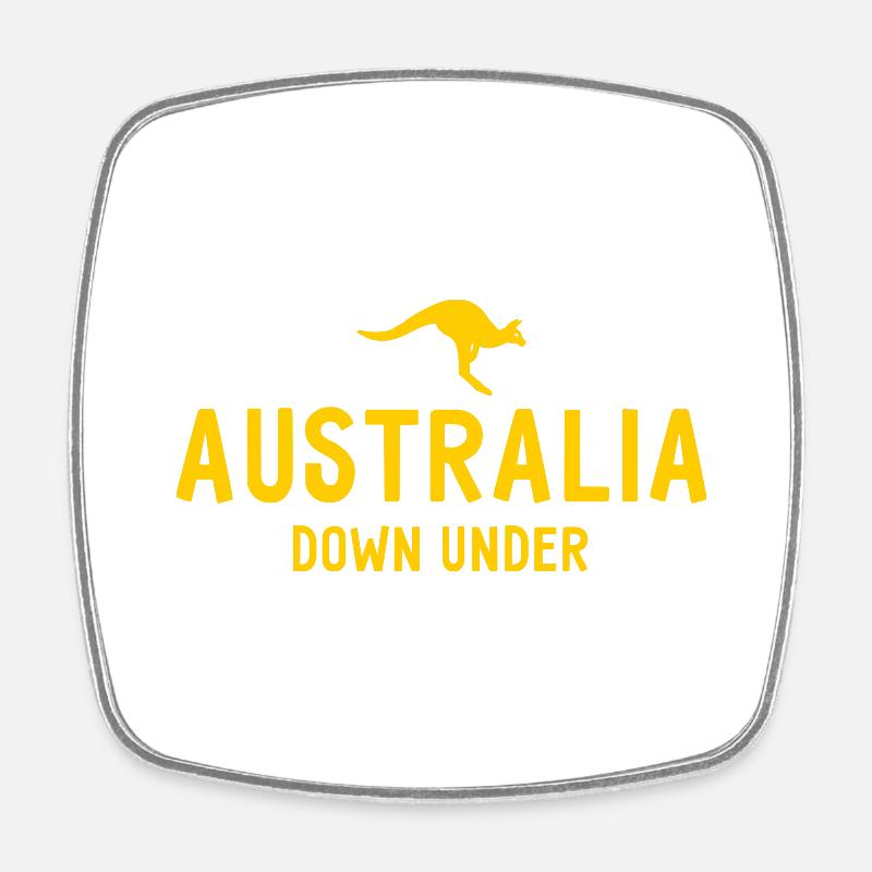 Australia - Down Under - Australia - Kangaroo - Square fridge magnet - white