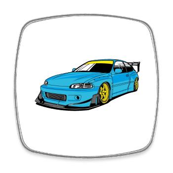 Racing car - Viereckiger Kühlschrankmagnet - Weiß - Vorne