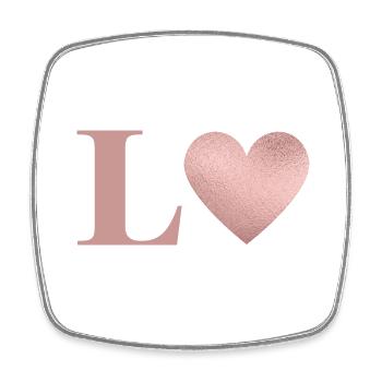 Letter l heart rose gold - Square fridge magnet - white - Front