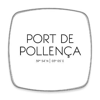 Port de Pollença, Puerto Pollensa, Majorca, Spain - Square fridge magnet - white - Front