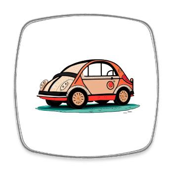 Pink Car - Square fridge magnet - white - Front