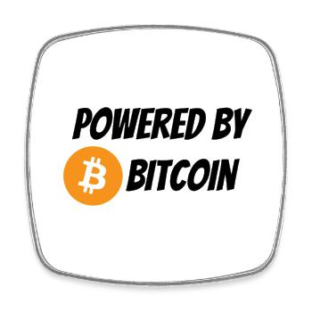 Powered By Bitcoin - Square fridge magnet - white - Front