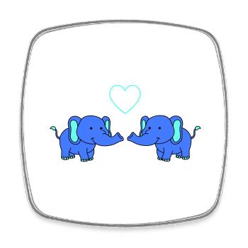 Éléphants amoureux - Magnet carré - blanc - Devant