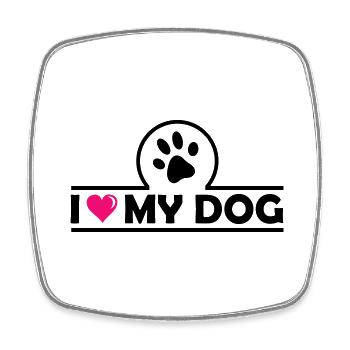 i love my dog - Square fridge magnet - white - Front
