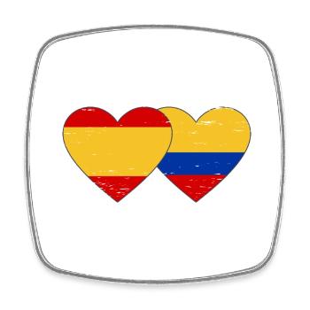 Espagne Colombie Drapeau Coeur Utilisé - Magnet carré - blanc - Devant