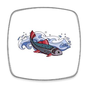 Poisson - Magnet carré - blanc - Devant