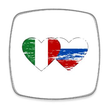Italy Russia Flag Heart Used - Square fridge magnet - white - Front