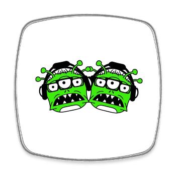 2 DJ Aliens Aliens Horror Two Monsters Team - Square fridge magnet - white - Front