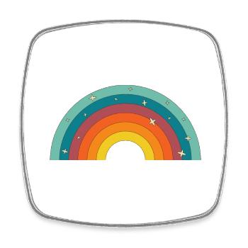 Arc-en-Ciel Rétro - Magnet carré - blanc - Devant