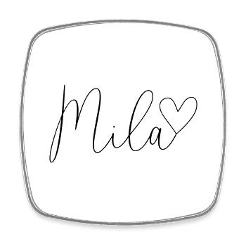 Mila Name Vorname Mädchen - Viereckiger Kühlschrankmagnet - Weiß - Vorne