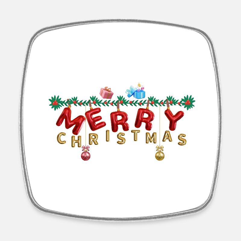 Merry Christmas Baloon look - Square fridge magnet - white
