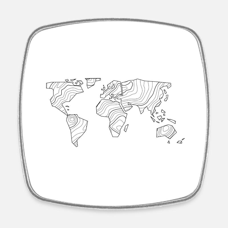 World map - Square fridge magnet - white