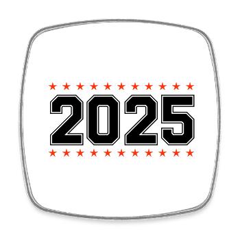 2025 - Viereckiger Kühlschrankmagnet - Weiß - Vorne