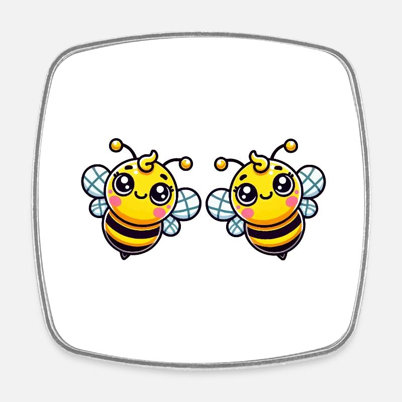 Abeille 2 - Magnet carré - blanc
