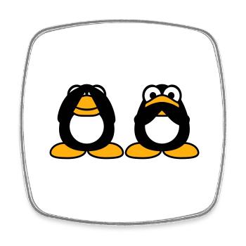 2 Penguins Talking Nothing See Mute Blind Friends - Square fridge magnet - white - Front
