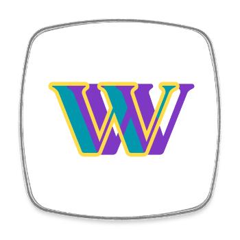 Mehrfarbiger Buchstabe w - Viereckiger Kühlschrankmagnet - Weiß - Vorne