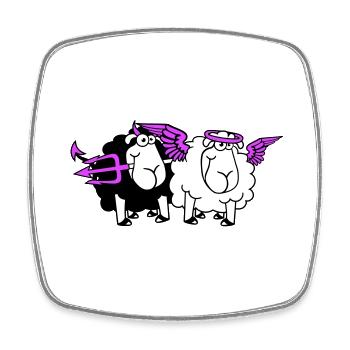 2 Sheep Angel Devil Satan Hell Evil Heaven Good - Square fridge magnet - white - Front