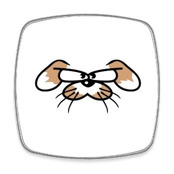 Dog, rabbit, animal, looking, angry, angry, serious, aggressive - Square fridge magnet - white - Front