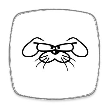 Dog, rabbit, animal, looking, angry, angry, serious, aggressive - Square fridge magnet - white - Front