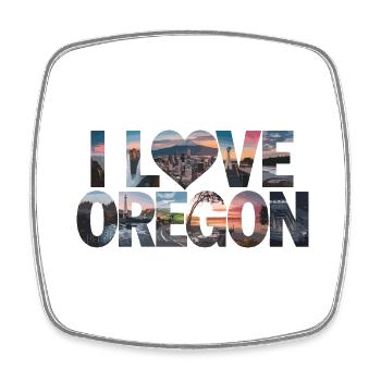 I Love Oregon für Oregon Urlauber - Viereckiger Kühlschrankmagnet - Weiß - Vorne
