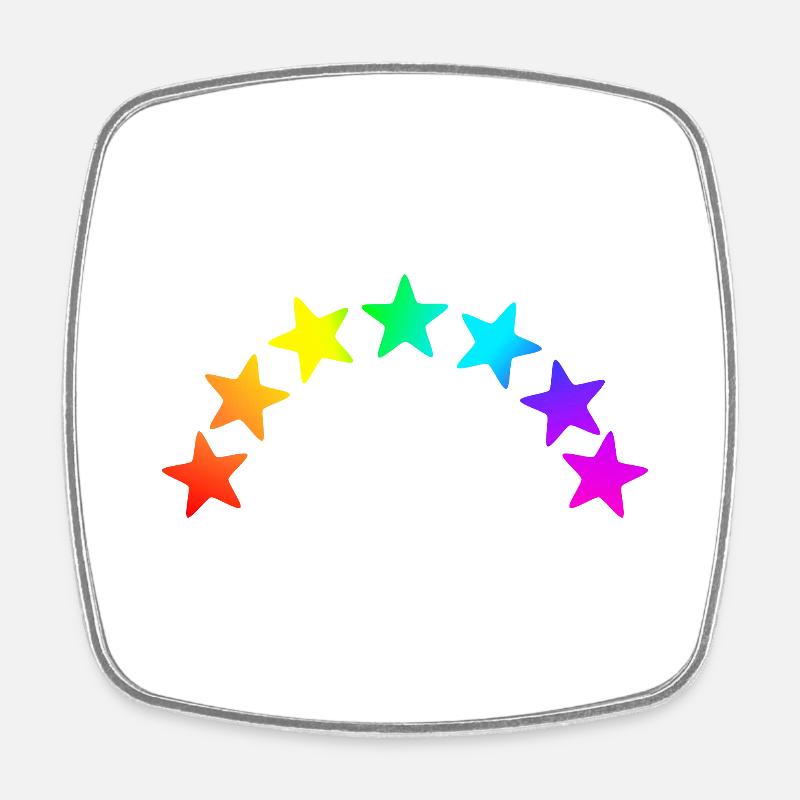 Colorful Stars - Rainbow Gradient - Square fridge magnet - white