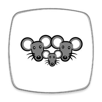 3 Mice Family Child Mom Dad Parents Row Cute - Square fridge magnet - white - Front