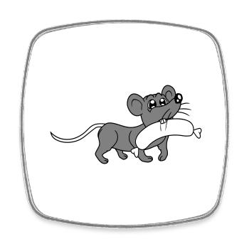 Souris grosse saucisse manger faim saucisse grillades - Magnet carré - blanc - Devant