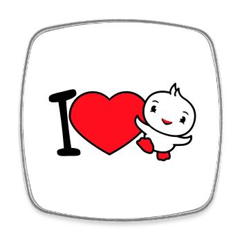 J’aime oiseau coeur symbole amour heureux mignon - Magnet carré - blanc - Devant