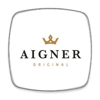 Aigner Original Familienlogo - Viereckiger Kühlschrankmagnet - Weiß - Vorne