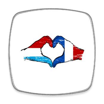 Luxemburg Frankreich Flagge Haende Herzform used - Viereckiger Kühlschrankmagnet - Weiß - Vorne