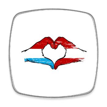 Luxembourg Austria Flag Hands Heart Shape Used - Square fridge magnet - white - Front