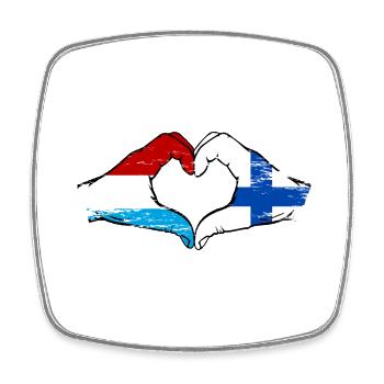 Luxemburg Finnland Flagge Haende Herzform used - Viereckiger Kühlschrankmagnet - Weiß - Vorne