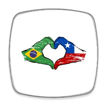 Brasilien Chile Flagge Haende Herzform used - Viereckiger Kühlschrankmagnet - Weiß - Vorne