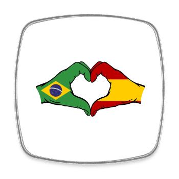 Brazil Spain Hands Heart Shape - Square fridge magnet - white - Front