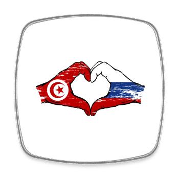 Tunisie Russie Drapeau Mains Coeur Forme Utilisé - Magnet carré - blanc - Devant
